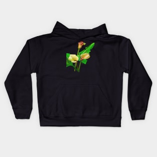 Three Calla Lilies Black Outline Art Kids Hoodie